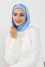 Full Coverage Instant Cotton Bonnet for Women, Ready-to-Wear Hijab Bonnet with Neck Coverage,B-89P Blue
