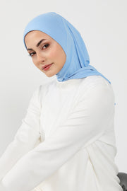 Full Coverage Instant Cotton Bonnet for Women, Ready-to-Wear Hijab Bonnet with Neck Coverage,B-89P Blue