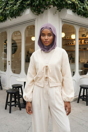 Full Coverage Instant Cotton Bonnet for Women, Ready-to-Wear Hijab Bonnet with Neck Coverage,B-89P Lilac