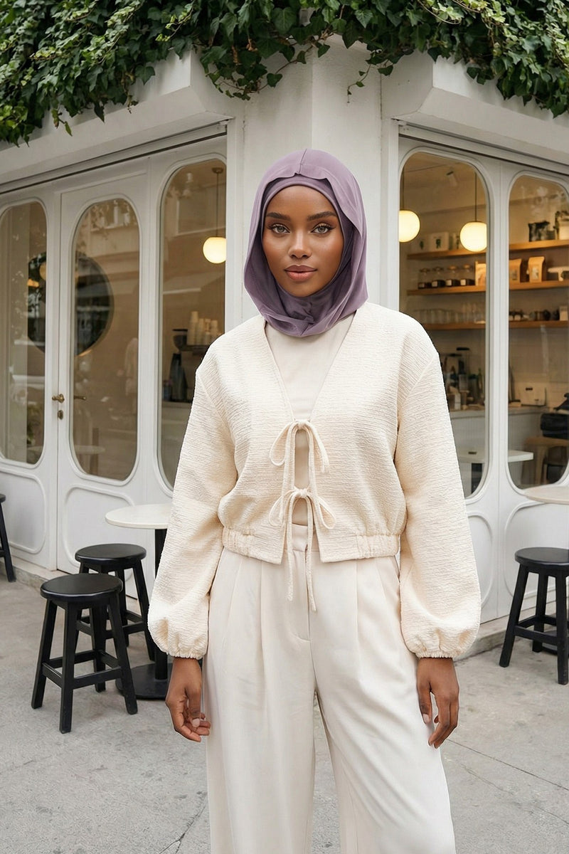 Full Coverage Instant Cotton Bonnet for Women, Ready-to-Wear Hijab Bonnet with Neck Coverage,B-89P Lilac