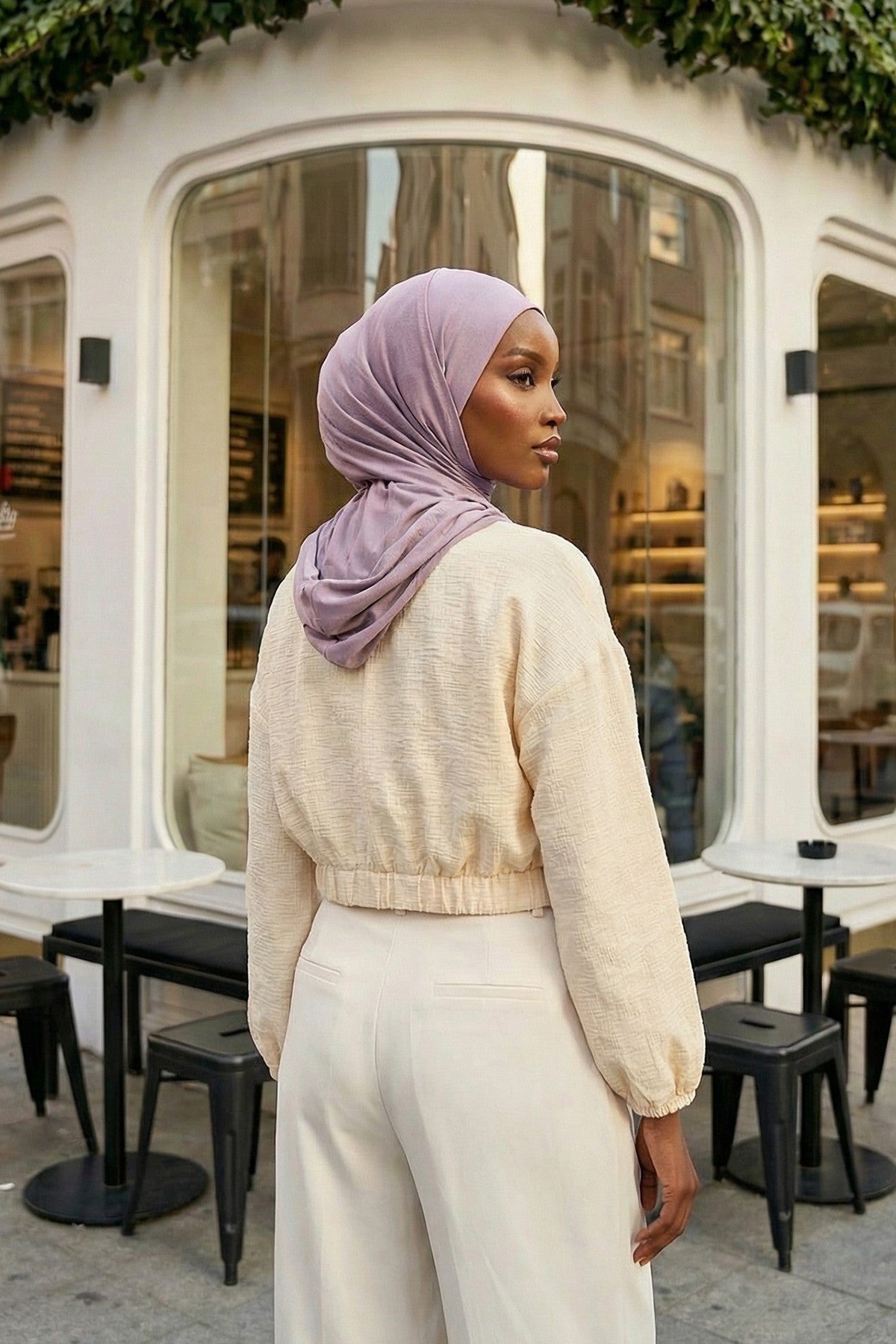 Full Coverage Instant Cotton Bonnet for Women, Ready-to-Wear Hijab Bonnet with Neck Coverage,B-89P Lilac