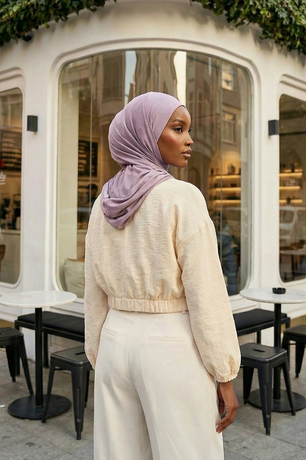 Full Coverage Instant Cotton Bonnet for Women, Ready-to-Wear Hijab Bonnet with Neck Coverage,B-89P Lilac