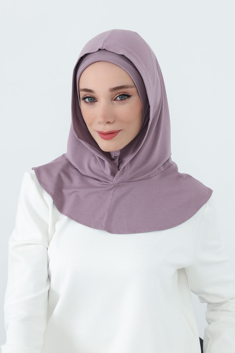 Full Coverage Instant Cotton Bonnet for Women, Ready-to-Wear Hijab Bonnet with Neck Coverage,B-89P Lilac