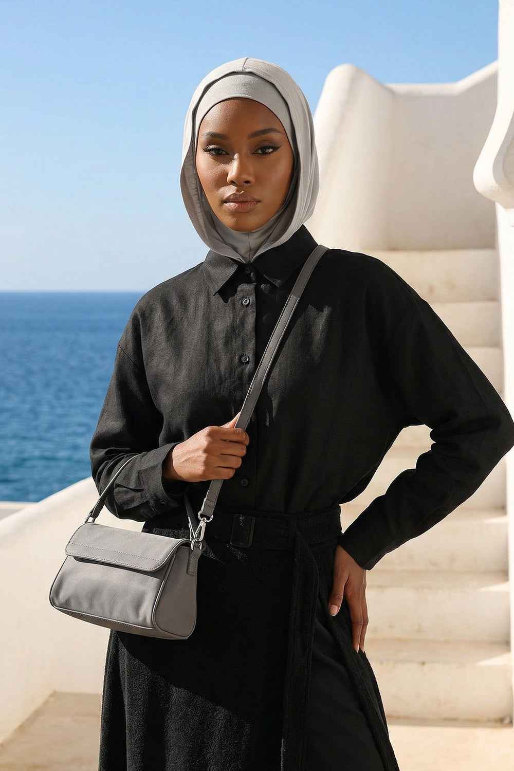 Full Coverage Instant Cotton Bonnet for Women, Ready-to-Wear Hijab Bonnet with Neck Coverage,B-89P Grey 2