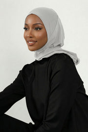 Full Coverage Instant Cotton Bonnet for Women, Ready-to-Wear Hijab Bonnet with Neck Coverage,B-89P Grey 2