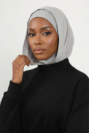 Full Coverage Instant Cotton Bonnet for Women, Ready-to-Wear Hijab Bonnet with Neck Coverage,B-89P Grey 2