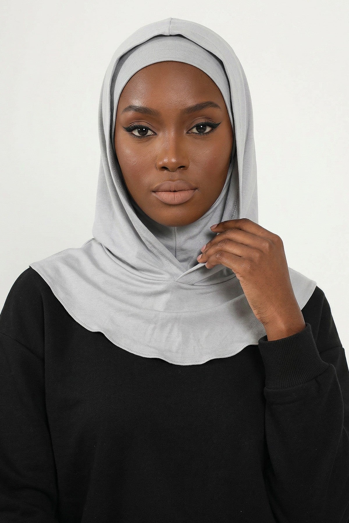 Full Coverage Instant Cotton Bonnet for Women, Ready-to-Wear Hijab Bonnet with Neck Coverage,B-89P Grey 2