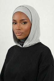 Full Coverage Instant Cotton Bonnet for Women, Ready-to-Wear Hijab Bonnet with Neck Coverage,B-89P Grey 2