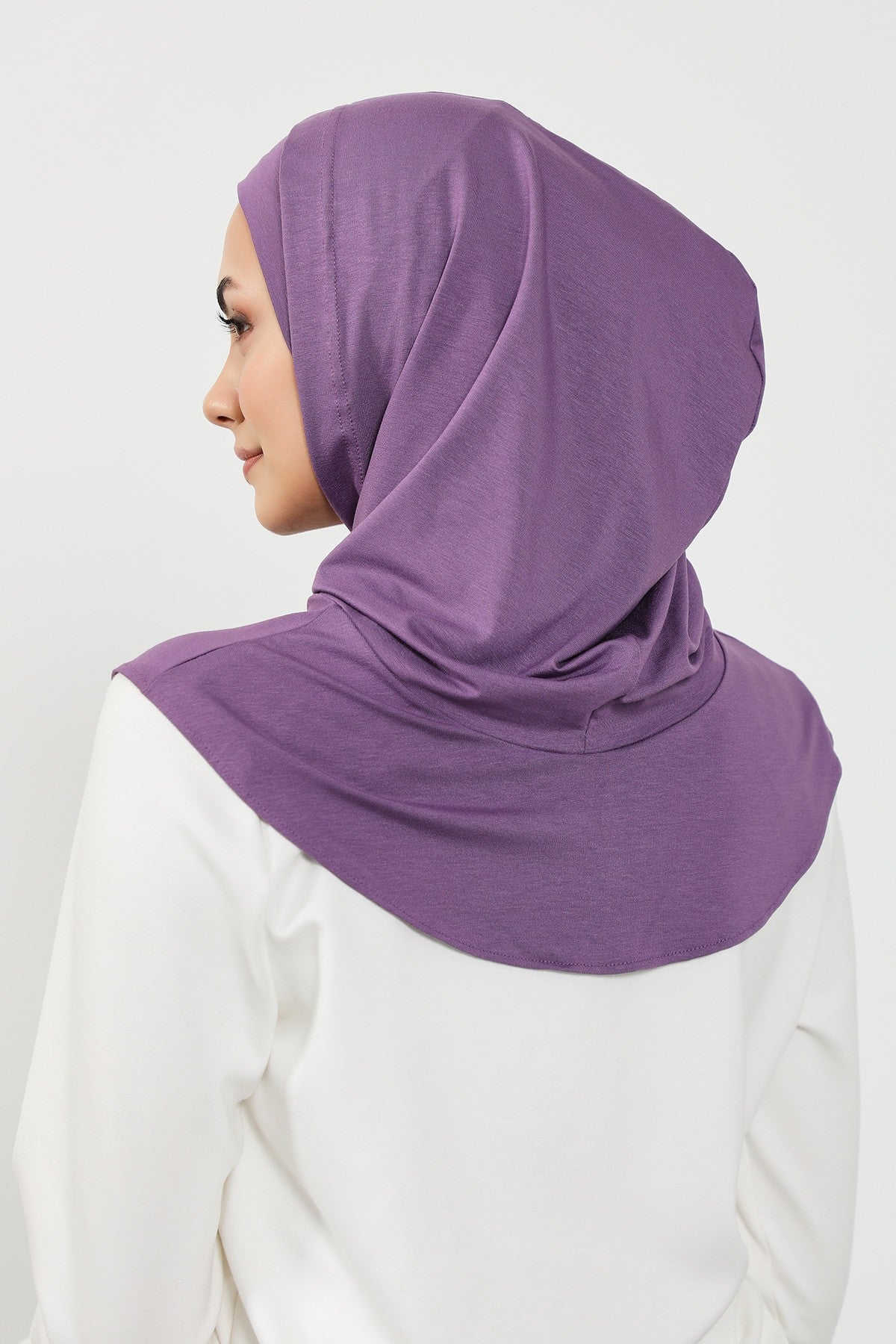 Full Coverage Instant Cotton Bonnet for Women, Ready-to-Wear Hijab Bonnet with Neck Coverage,B-89P Purple 2