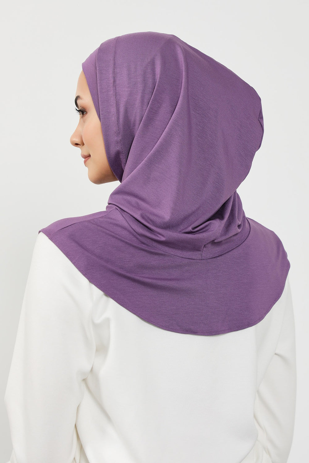 Full Coverage Instant Cotton Bonnet for Women, Ready-to-Wear Hijab Bonnet with Neck Coverage,B-89P Purple 2