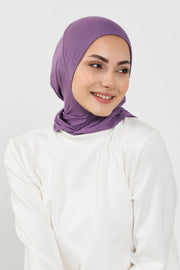 Full Coverage Instant Cotton Bonnet for Women, Ready-to-Wear Hijab Bonnet with Neck Coverage,B-89P Purple 2