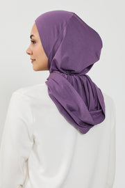 Full Coverage Instant Cotton Bonnet for Women, Ready-to-Wear Hijab Bonnet with Neck Coverage,B-89P Purple 2