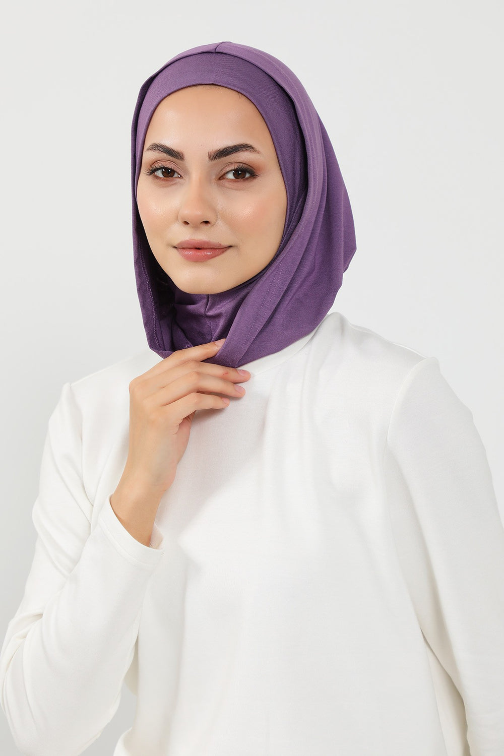 Full Coverage Instant Cotton Bonnet for Women, Ready-to-Wear Hijab Bonnet with Neck Coverage,B-89P Purple 2