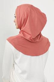 Full Coverage Instant Cotton Bonnet for Women, Ready-to-Wear Hijab Bonnet with Neck Coverage,B-89P Salmon