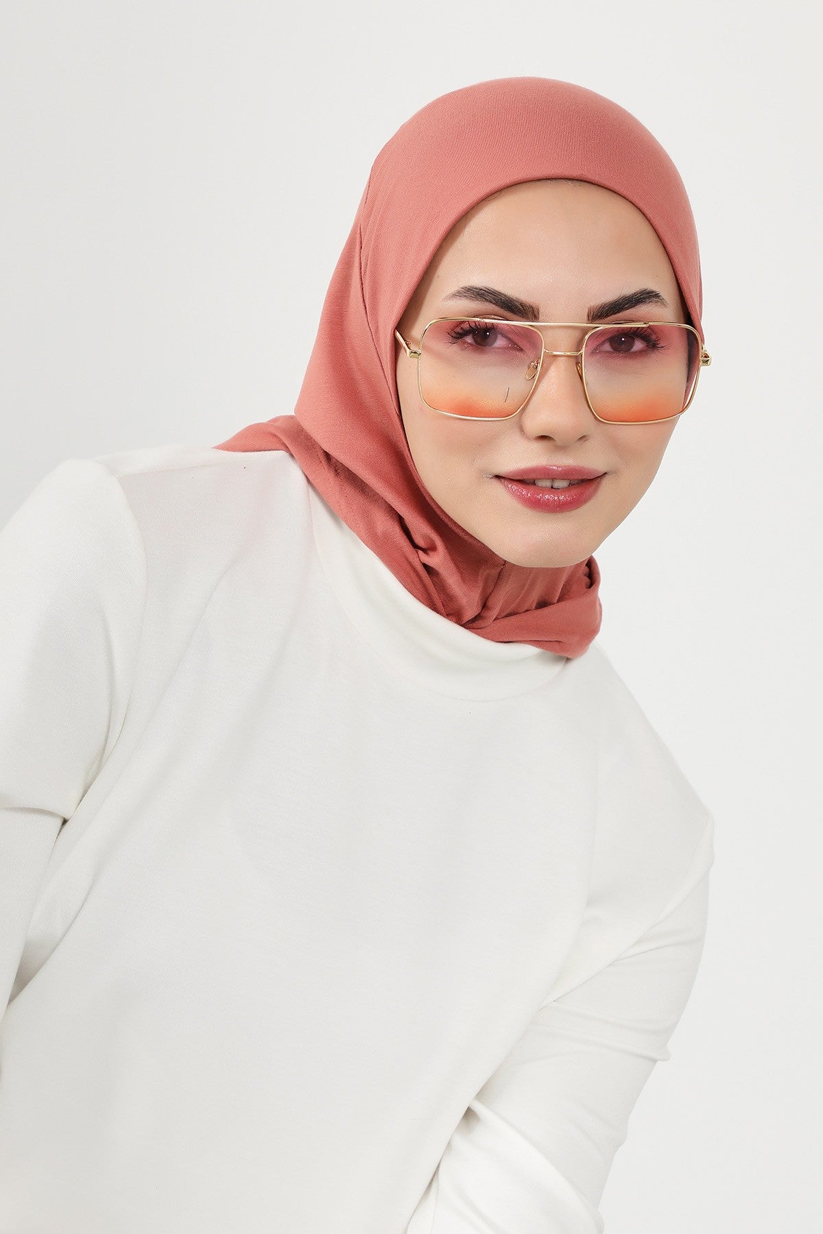 Full Coverage Instant Cotton Bonnet for Women, Ready-to-Wear Hijab Bonnet with Neck Coverage,B-89P Salmon