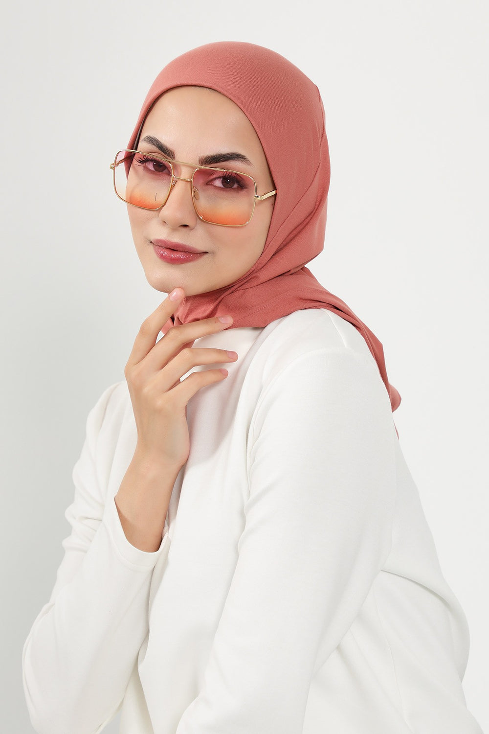 Full Coverage Instant Cotton Bonnet for Women, Ready-to-Wear Hijab Bonnet with Neck Coverage,B-89P Salmon