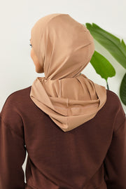 Full Coverage Instant Cotton Bonnet for Women, Ready-to-Wear Hijab Bonnet with Neck Coverage,B-89P Sand Brown