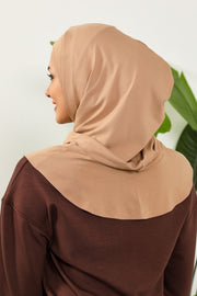 Full Coverage Instant Cotton Bonnet for Women, Ready-to-Wear Hijab Bonnet with Neck Coverage,B-89P Sand Brown