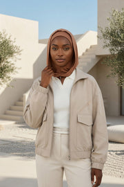 Full Coverage Instant Cotton Bonnet for Women, Ready-to-Wear Hijab Bonnet with Neck Coverage,B-89P Caramel Brown