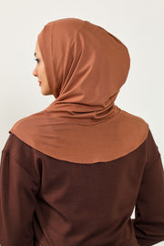 Full Coverage Instant Cotton Bonnet for Women, Ready-to-Wear Hijab Bonnet with Neck Coverage,B-89P Caramel Brown