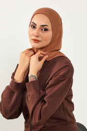 Full Coverage Instant Cotton Bonnet for Women, Ready-to-Wear Hijab Bonnet with Neck Coverage,B-89P Caramel Brown