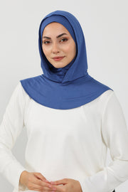 Full Coverage Instant Cotton Bonnet for Women, Ready-to-Wear Hijab Bonnet with Neck Coverage,B-89P İndigo