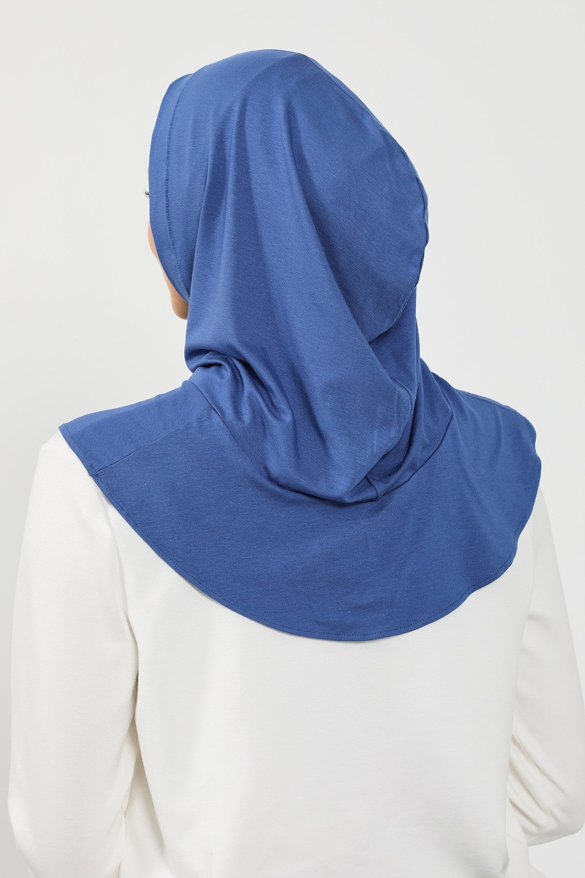 Full Coverage Instant Cotton Bonnet for Women, Ready-to-Wear Hijab Bonnet with Neck Coverage,B-89P İndigo