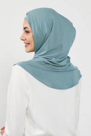 Full Coverage Instant Cotton Bonnet for Women, Ready-to-Wear Hijab Bonnet with Neck Coverage,B-89P Dark Mint