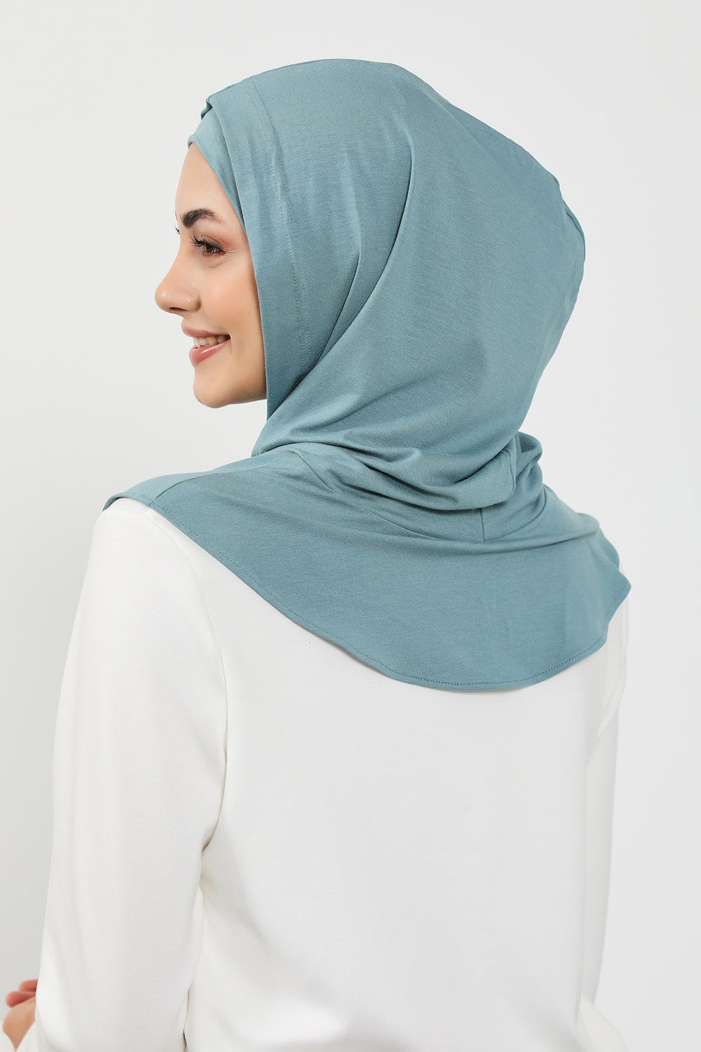 Full Coverage Instant Cotton Bonnet for Women, Ready-to-Wear Hijab Bonnet with Neck Coverage,B-89P Dark Mint