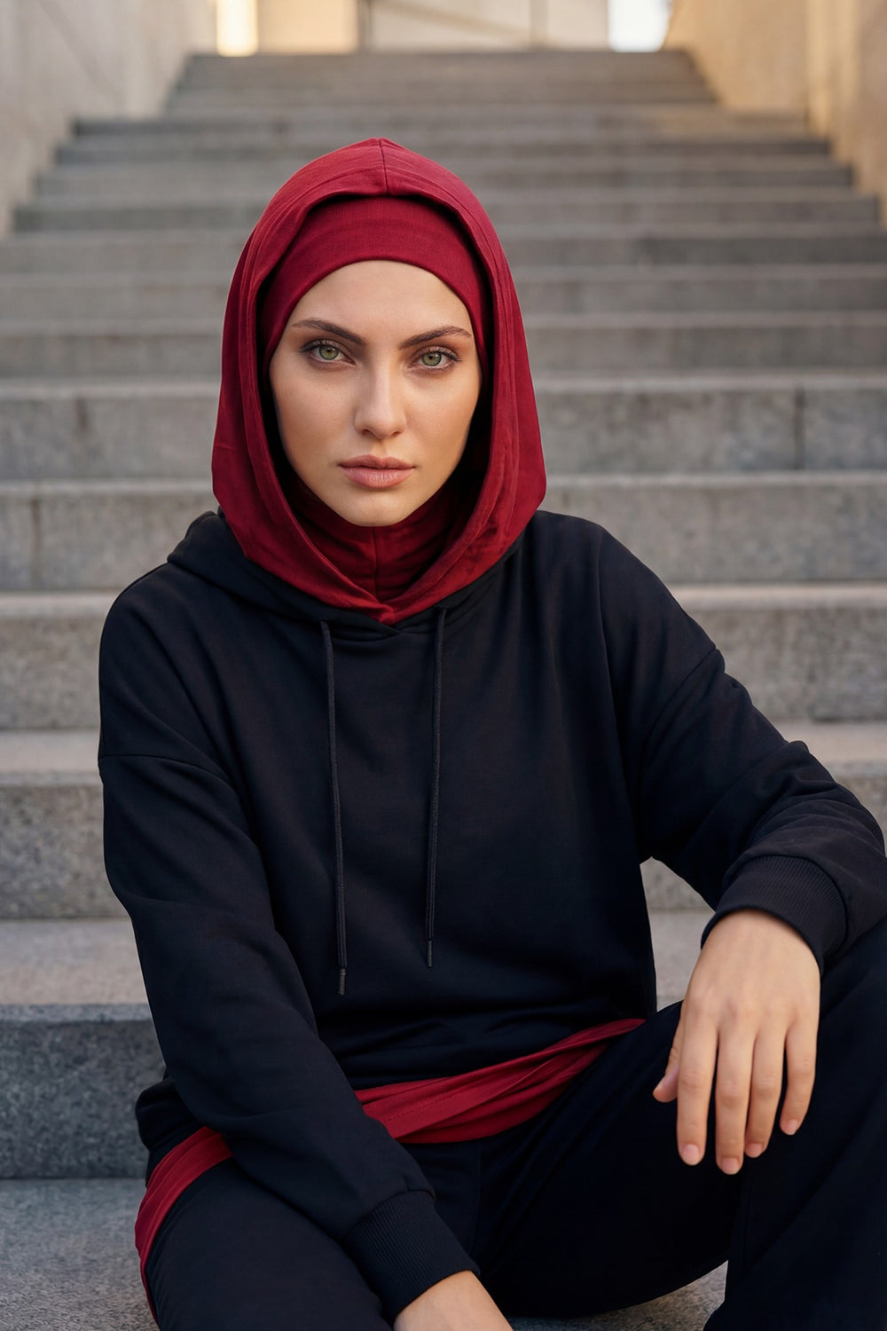 Full Coverage Instant Cotton Bonnet for Women, Ready-to-Wear Hijab Bonnet with Neck Coverage,B-89P Maroon