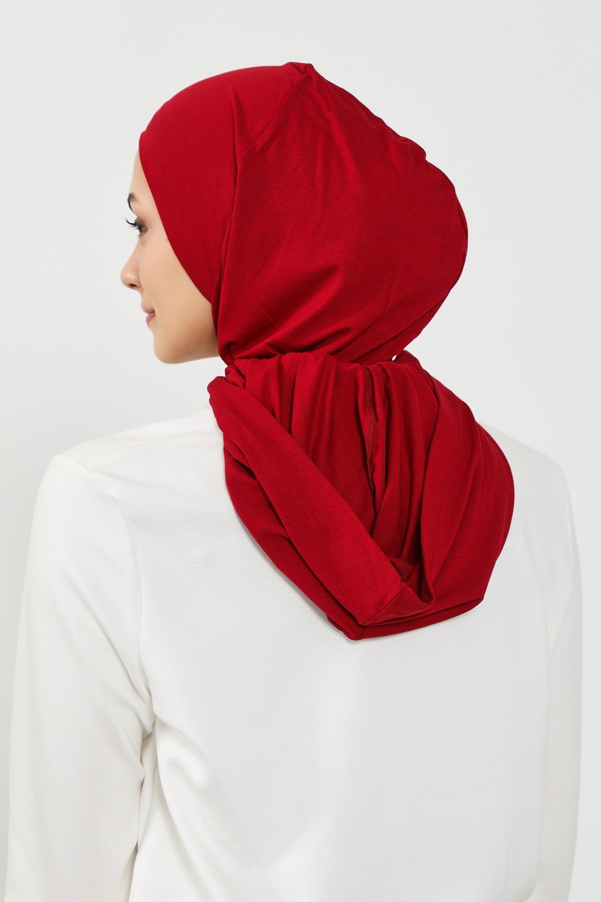 Full Coverage Instant Cotton Bonnet for Women, Ready-to-Wear Hijab Bonnet with Neck Coverage,B-89P Maroon