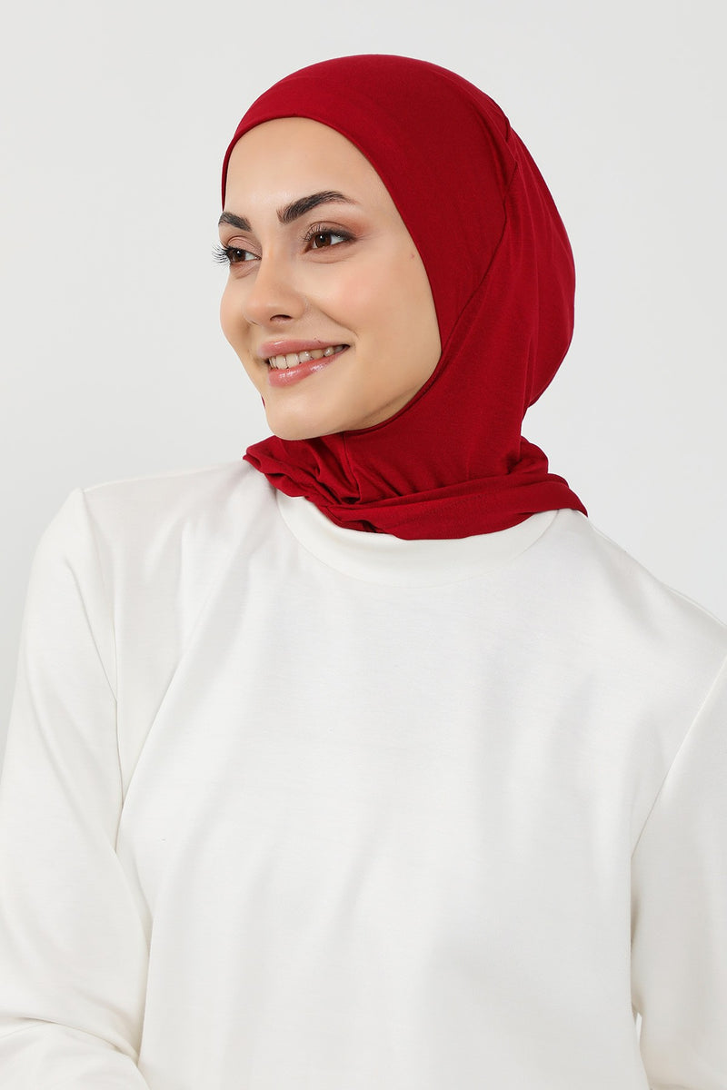 Full Coverage Instant Cotton Bonnet for Women, Ready-to-Wear Hijab Bonnet with Neck Coverage,B-89P Maroon