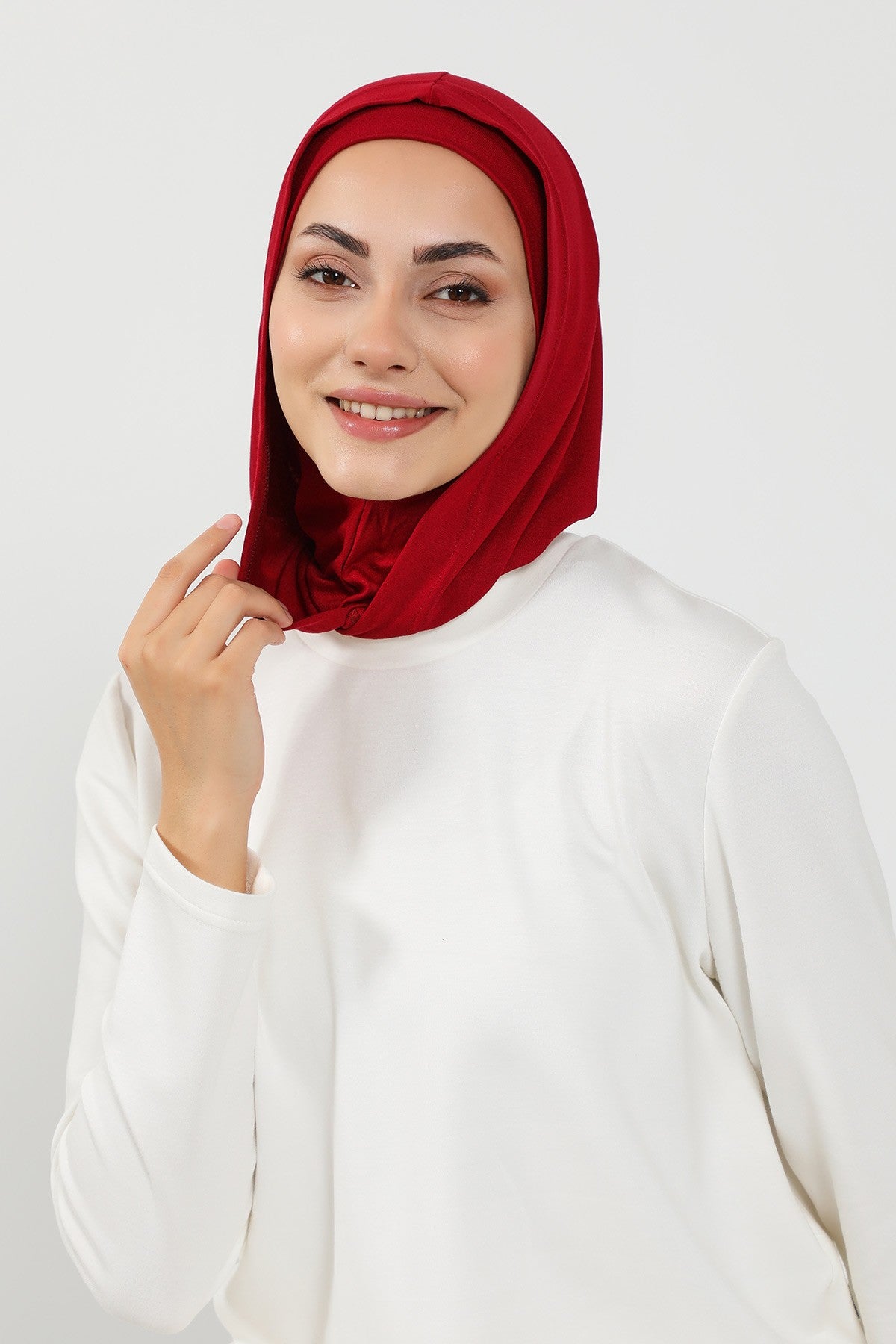 Full Coverage Instant Cotton Bonnet for Women, Ready-to-Wear Hijab Bonnet with Neck Coverage,B-89P Maroon