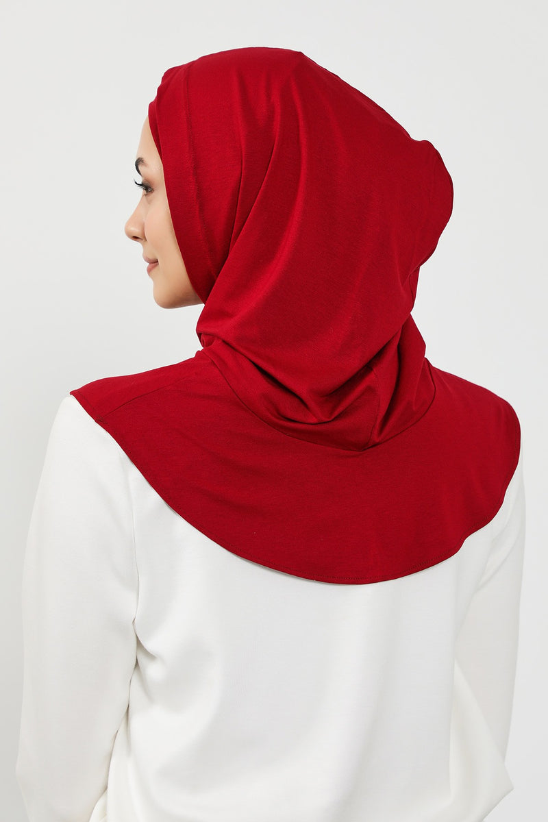 Full Coverage Instant Cotton Bonnet for Women, Ready-to-Wear Hijab Bonnet with Neck Coverage,B-89P Maroon