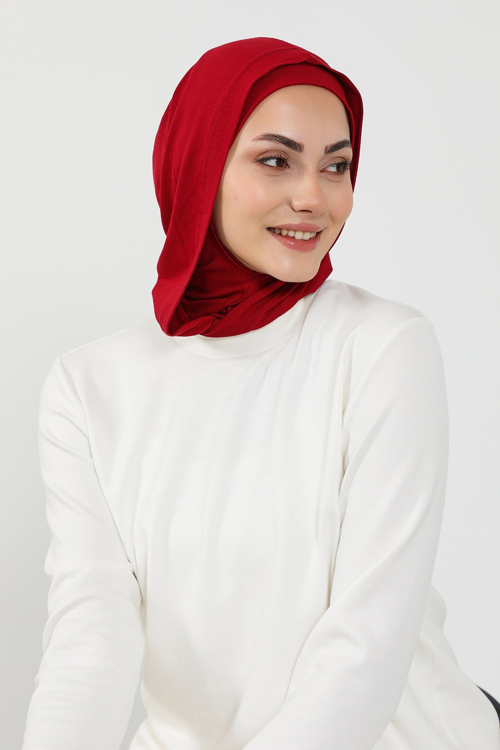 Full Coverage Instant Cotton Bonnet for Women, Ready-to-Wear Hijab Bonnet with Neck Coverage,B-89P Maroon