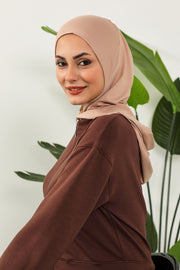Full Coverage Instant Cotton Bonnet for Women, Ready-to-Wear Hijab Bonnet with Neck Coverage,B-89P Light Mink
