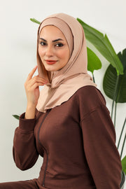 Full Coverage Instant Cotton Bonnet for Women, Ready-to-Wear Hijab Bonnet with Neck Coverage,B-89P Light Mink