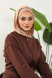 Full Coverage Instant Cotton Bonnet for Women, Ready-to-Wear Hijab Bonnet with Neck Coverage,B-89P Light Mink