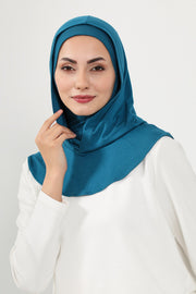 Full Coverage Instant Cotton Bonnet for Women, Ready-to-Wear Hijab Bonnet with Neck Coverage,B-89P Petrol Blue
