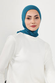Full Coverage Instant Cotton Bonnet for Women, Ready-to-Wear Hijab Bonnet with Neck Coverage,B-89P Petrol Blue
