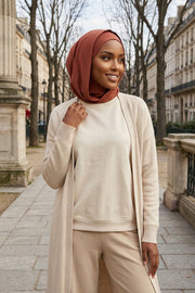 Full Coverage Instant Cotton Bonnet for Women, Ready-to-Wear Hijab Bonnet with Neck Coverage,B-89P Cinnamon