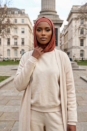 Full Coverage Instant Cotton Bonnet for Women, Ready-to-Wear Hijab Bonnet with Neck Coverage,B-89P Cinnamon