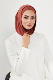 Full Coverage Instant Cotton Bonnet for Women, Ready-to-Wear Hijab Bonnet with Neck Coverage,B-89P Cinnamon