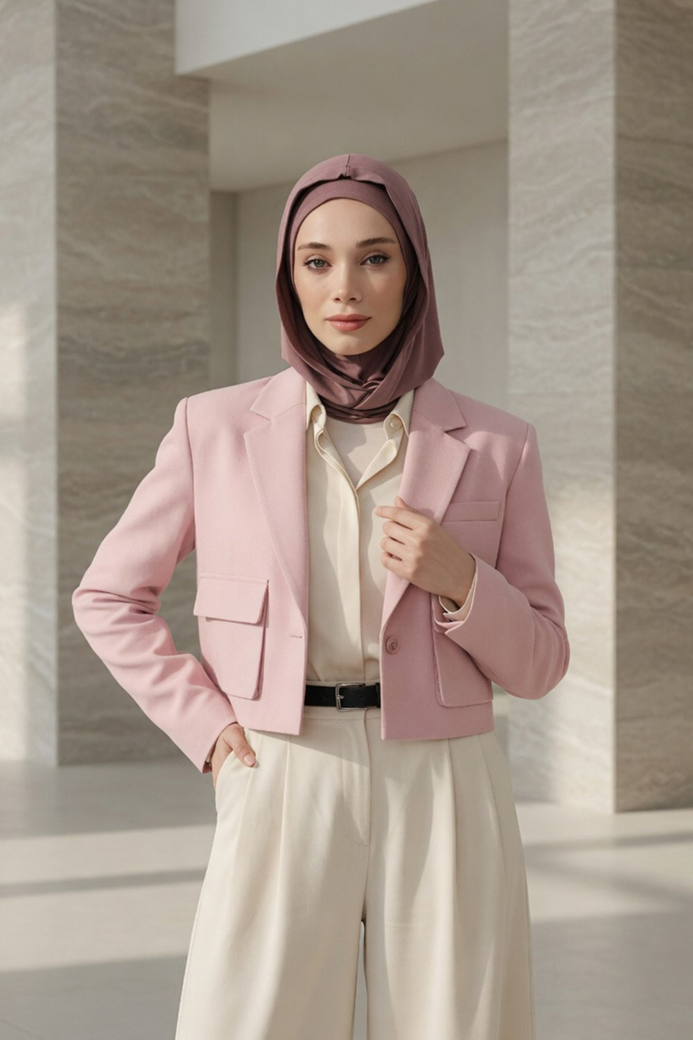 Full Coverage Instant Cotton Bonnet for Women, Ready-to-Wear Hijab Bonnet with Neck Coverage,B-89P Dusty Rose