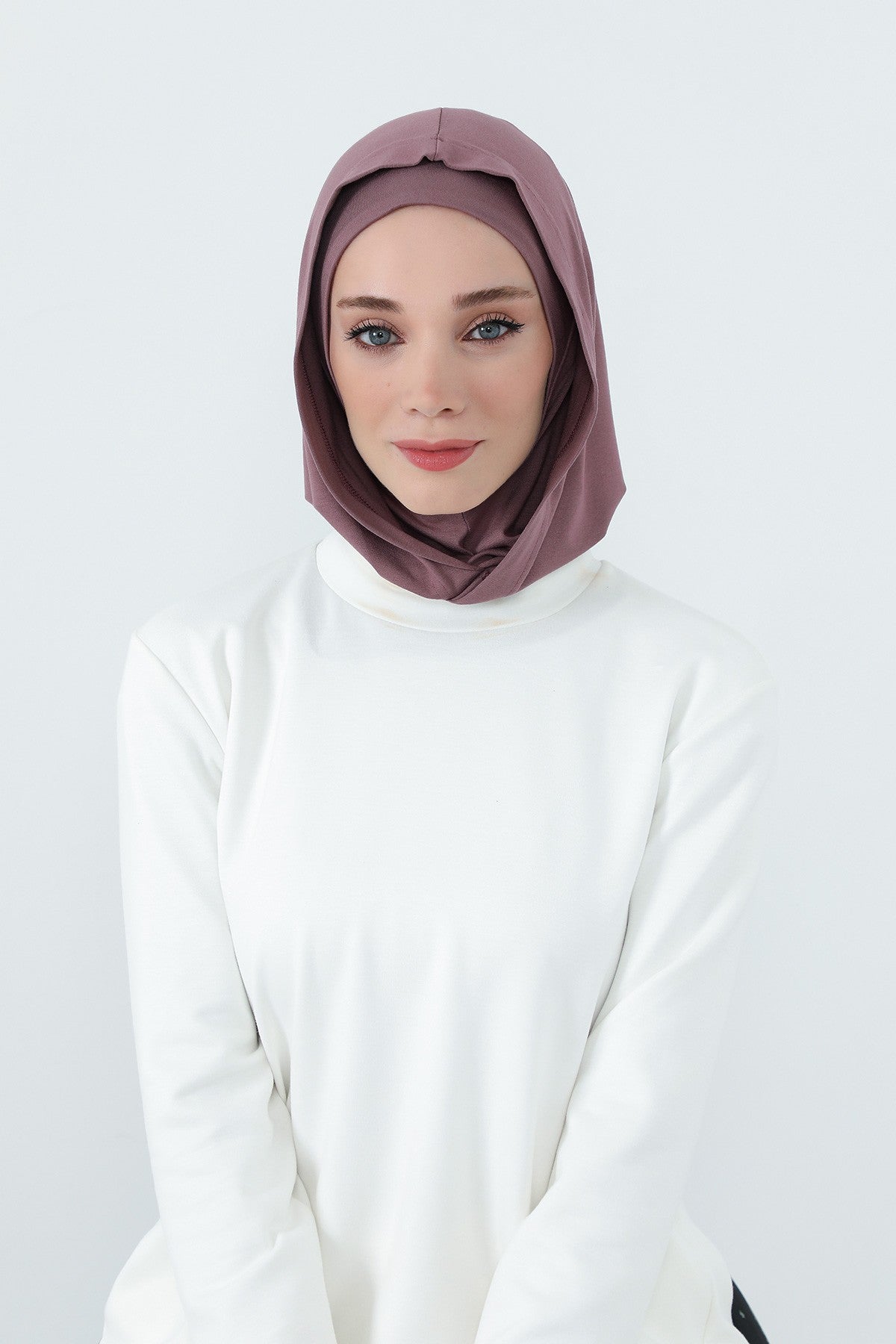 Full Coverage Instant Cotton Bonnet for Women, Ready-to-Wear Hijab Bonnet with Neck Coverage,B-89P Dusty Rose