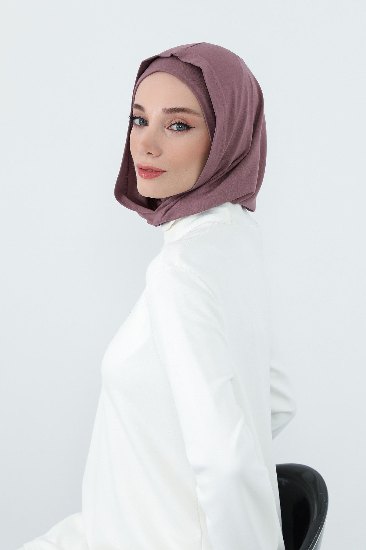 Full Coverage Instant Cotton Bonnet for Women, Ready-to-Wear Hijab Bonnet with Neck Coverage,B-89P Dusty Rose