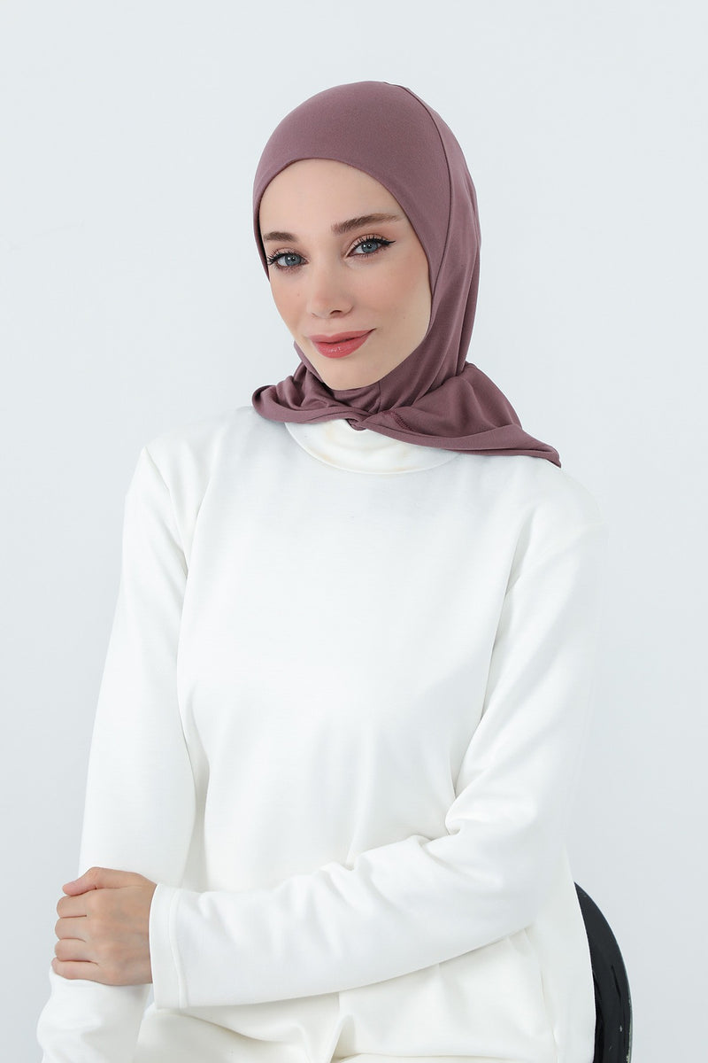 Full Coverage Instant Cotton Bonnet for Women, Ready-to-Wear Hijab Bonnet with Neck Coverage,B-89P Dusty Rose