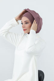 Full Coverage Instant Cotton Bonnet for Women, Ready-to-Wear Hijab Bonnet with Neck Coverage,B-89P Dusty Rose