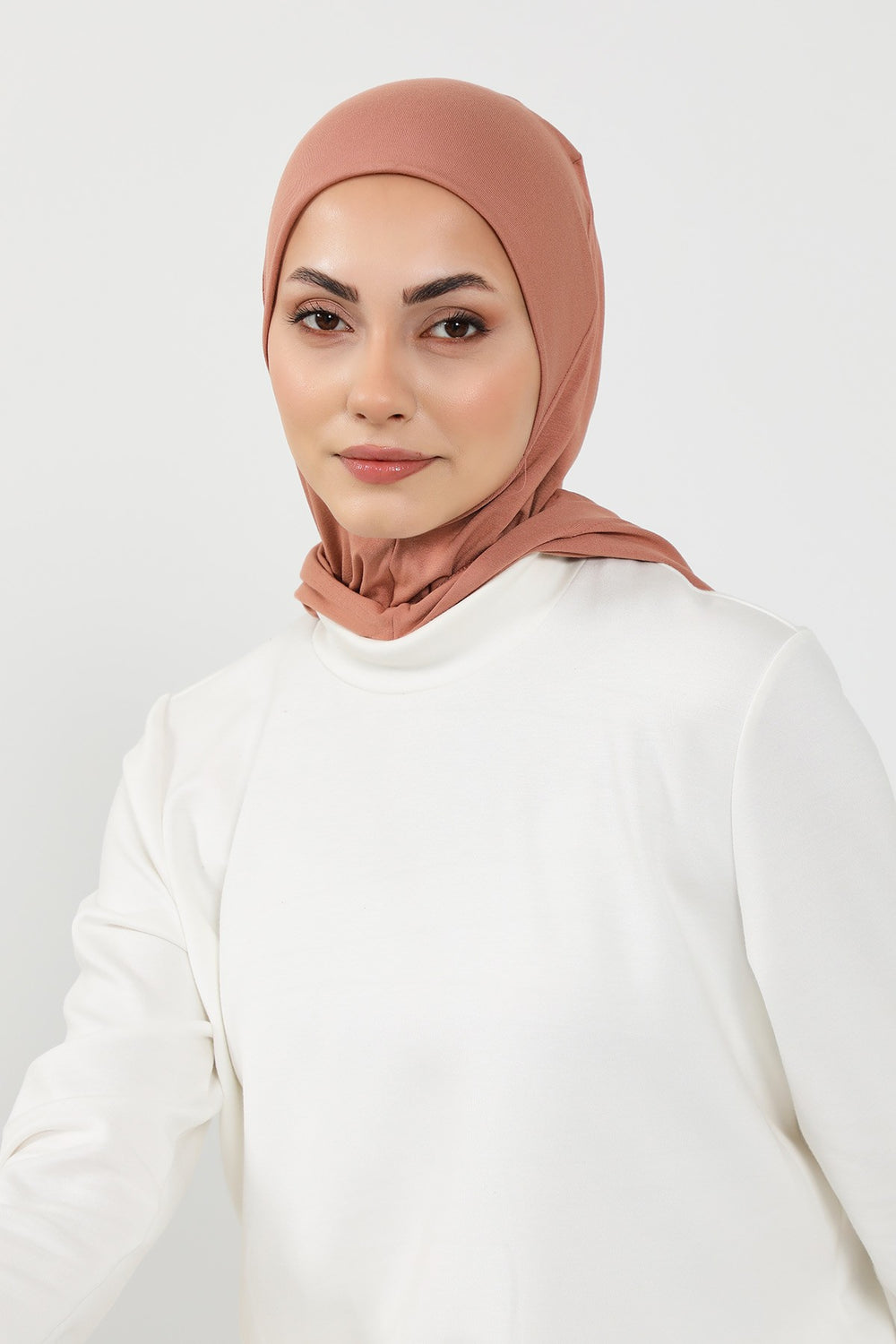 Full Coverage Instant Cotton Bonnet for Women, Ready-to-Wear Hijab Bonnet with Neck Coverage,B-89P Cappucino