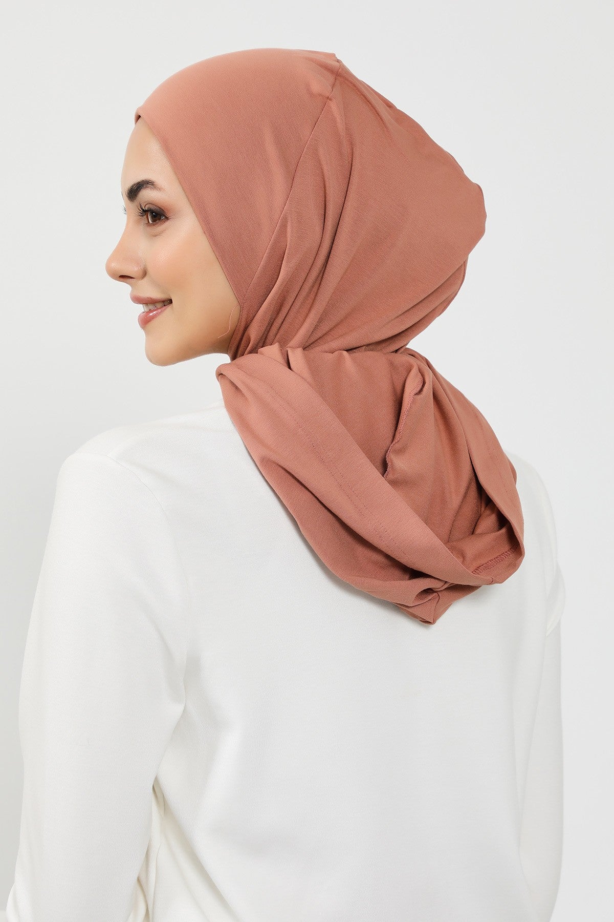 Full Coverage Instant Cotton Bonnet for Women, Ready-to-Wear Hijab Bonnet with Neck Coverage,B-89P Cappucino
